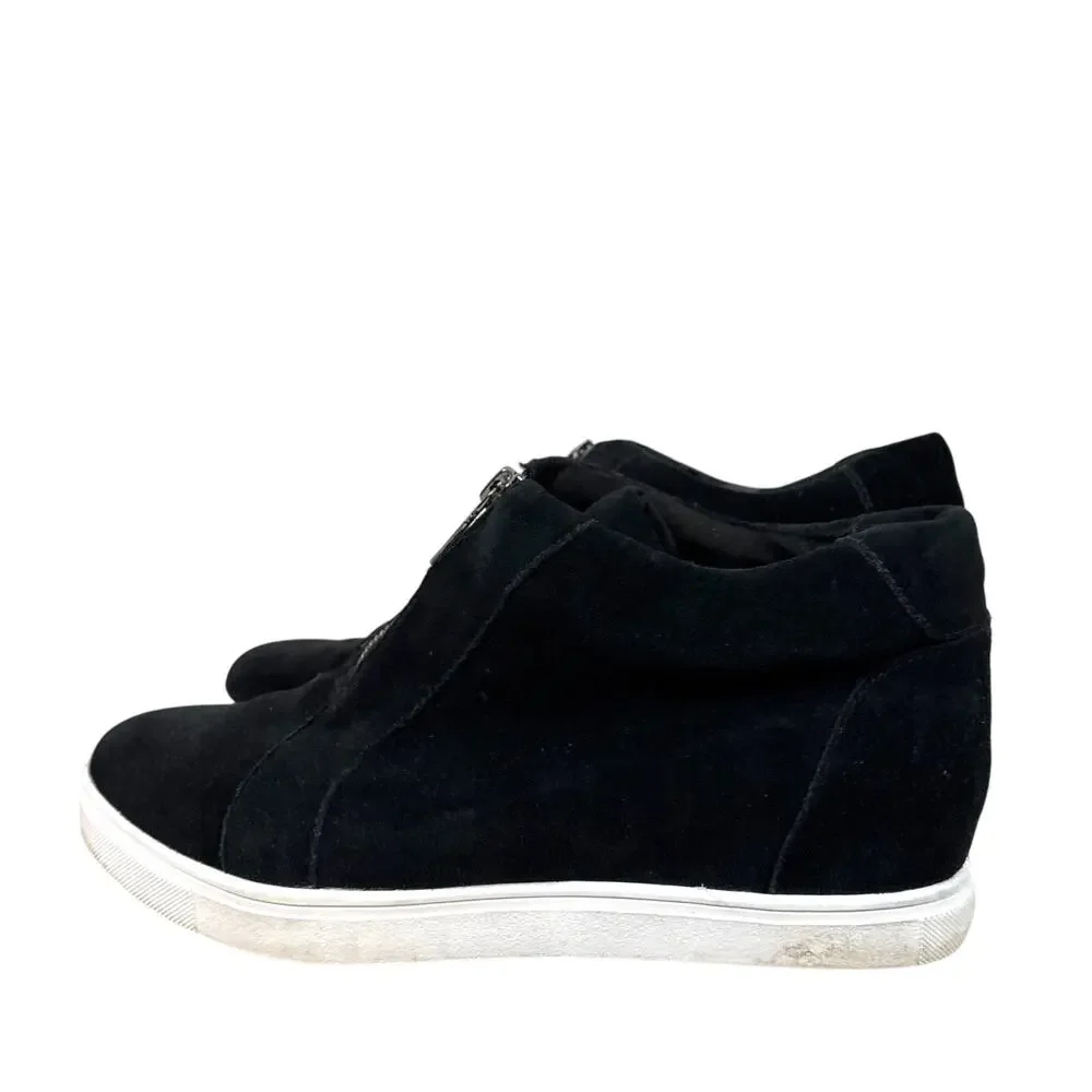 Blondo Womens 9.5 Glenda Black Suede Waterproof Zip Sneaker Ankle